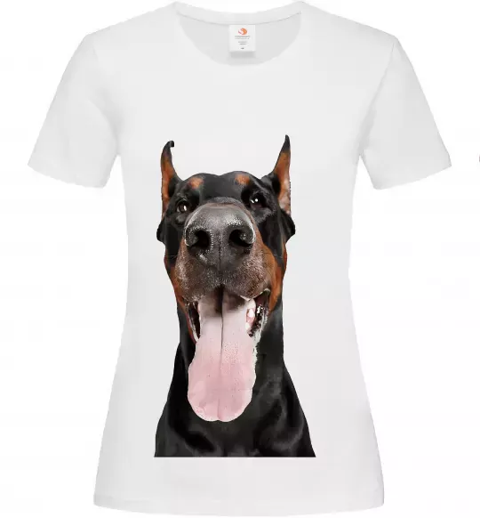 Женская футболка Doberman tongue Белый фото