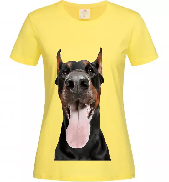 Женская футболка Doberman tongue Лимонный фото