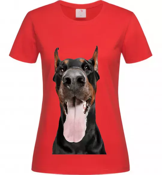 Женская футболка Doberman tongue Красный фото