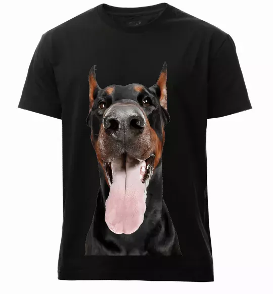 Мужская премиум футболка Doberman tongue Черный фото