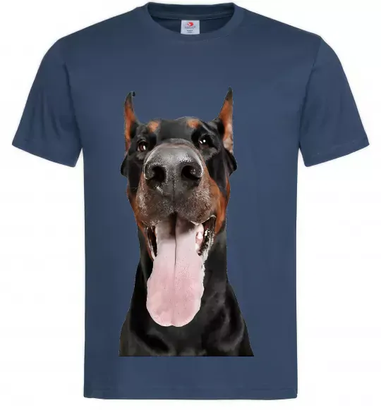 Чоловіча футболка Doberman tongue Темно-синій фото