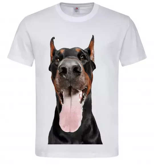 Чоловіча футболка Doberman tongue Білий фото