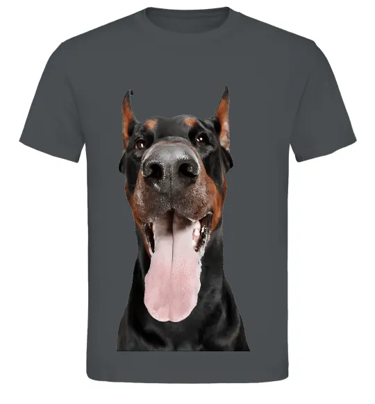 Чоловіча футболка Doberman tongue Графіт фото