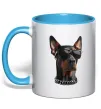 Чашка с цветной ручкой Doberman sunglasses Голубой фото