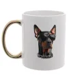 Чашка с цветной ручкой Doberman sunglasses Золото фото
