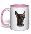Чашка с цветной ручкой Doberman sunglasses Нежно розовый фото