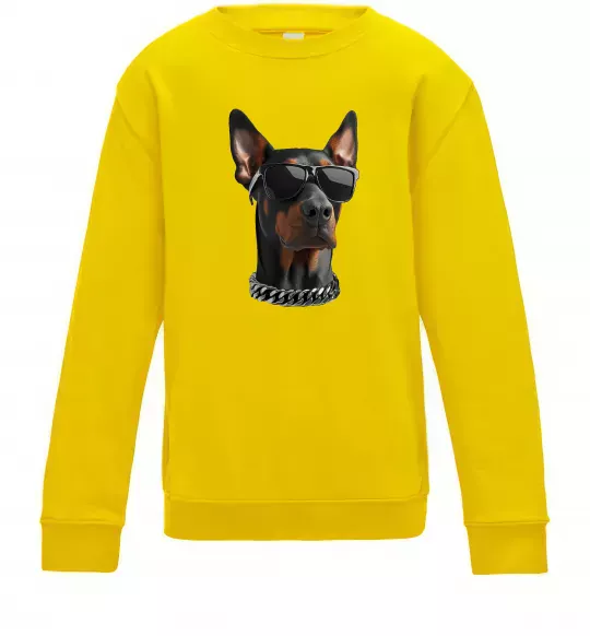 Детский Свитшот Doberman sunglasses Солнечно желтый фото