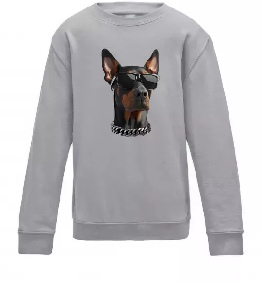 Детский Свитшот Doberman sunglasses Серый меланж фото