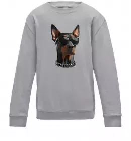 Детский Свитшот Doberman sunglasses Серый меланж фото
