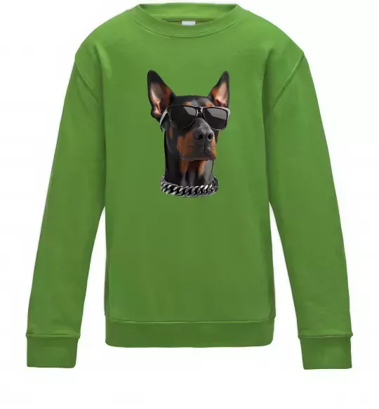 Детский Свитшот Doberman sunglasses Лаймовый фото