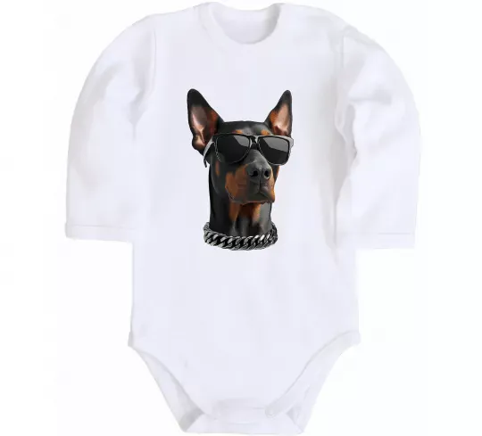 Дитячий бодік Doberman sunglasses Білий фото