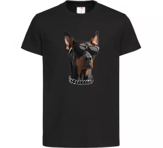Дитяча футболка Doberman sunglasses Чорний фото