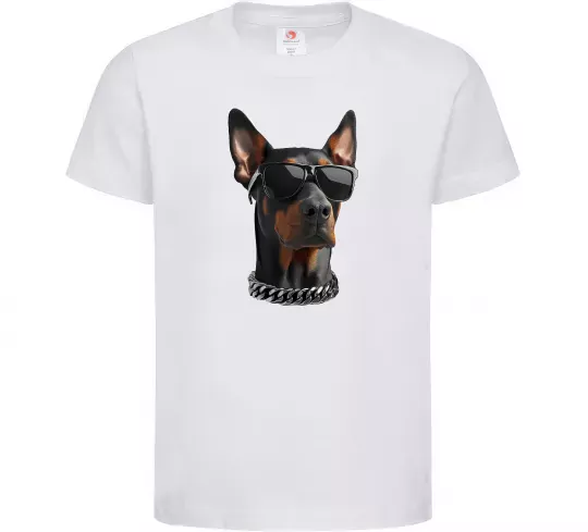 Дитяча футболка Doberman sunglasses Білий фото