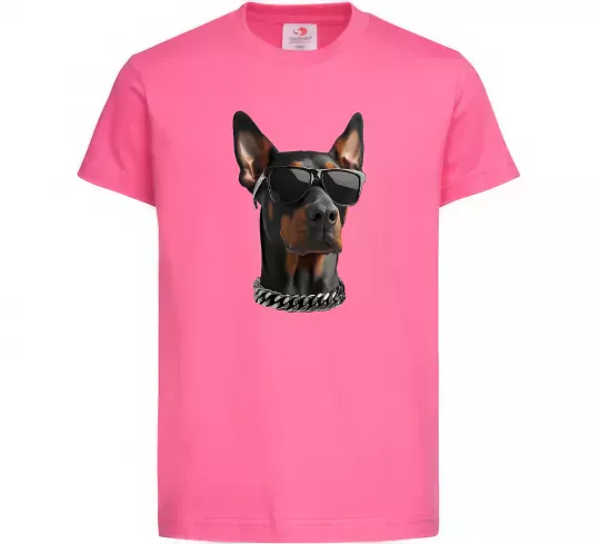 Дитяча футболка Doberman sunglasses Яскраво-рожевий фото