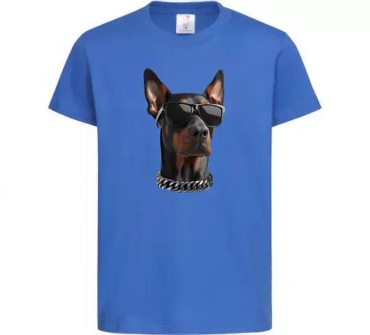 Дитяча футболка Doberman sunglasses Яскраво-синій фото