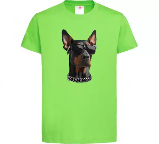 Дитяча футболка Doberman sunglasses Лаймовий фото