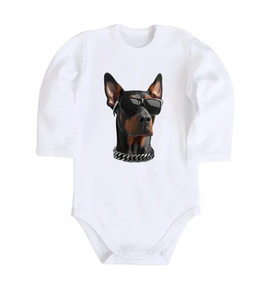 Дитячий бодік Doberman sunglasses Білий фото