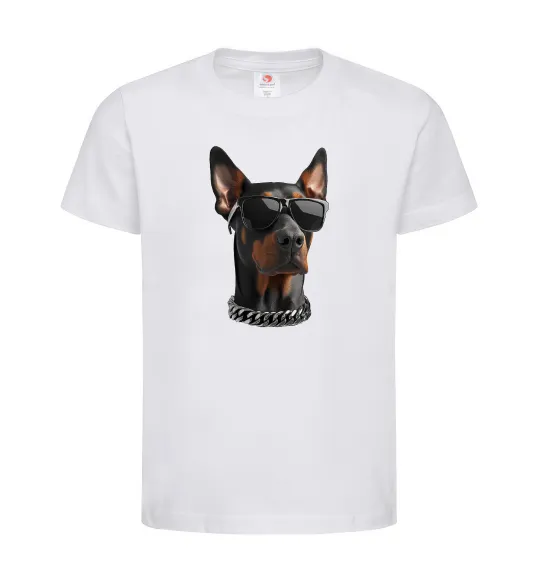 Дитяча футболка Doberman sunglasses Білий фото