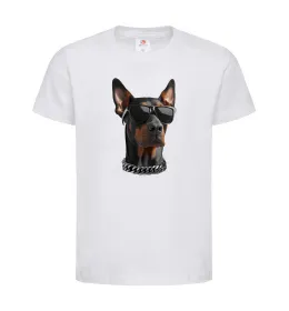Дитяча футболка Doberman sunglasses Білий фото