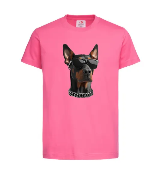 Дитяча футболка Doberman sunglasses Яскраво-рожевий фото