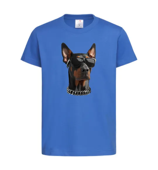 Дитяча футболка Doberman sunglasses Яскраво-синій фото