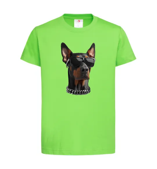 Дитяча футболка Doberman sunglasses Лаймовий фото