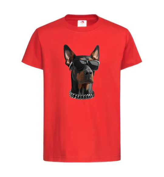 Дитяча футболка Doberman sunglasses Червоний фото