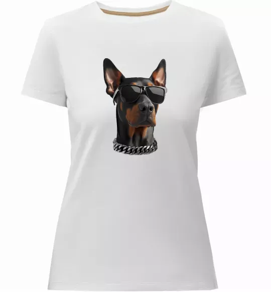 Жіноча преміум футболка Doberman sunglasses Білий фото