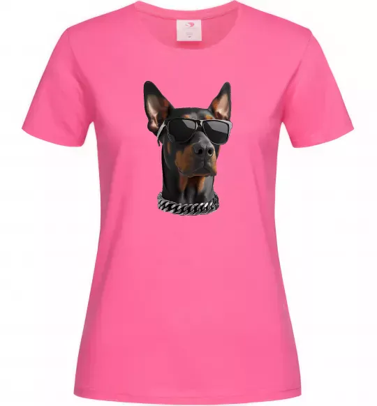 Женская футболка Doberman sunglasses Ярко-розовый фото