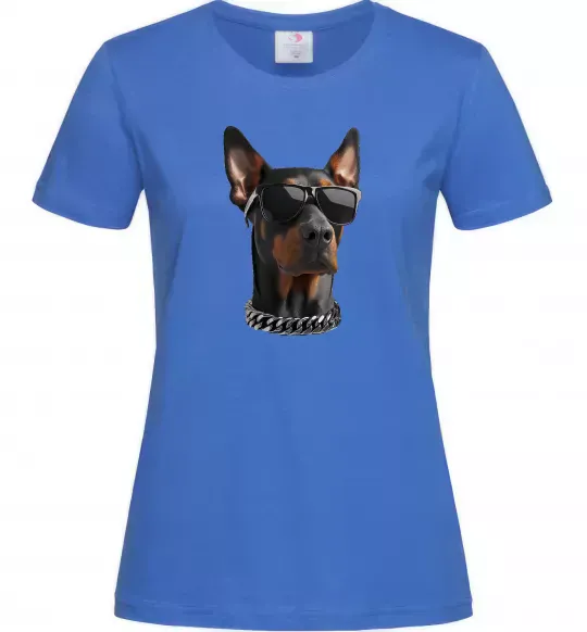 Женская футболка Doberman sunglasses Ярко-синий фото