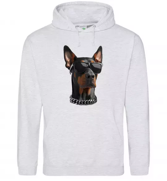 Мужская толстовка (худи) Doberman sunglasses Серый меланж фото