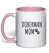 Чашка с цветной ручкой Doberman mom Нежно розовый фото