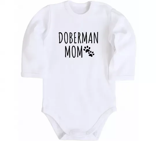 Детский боди Doberman mom Белый фото