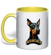 Чашка з кольоровою ручкою Doberman invincible Сонячно жовтий фото