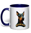 Чашка з кольоровою ручкою Doberman invincible Глибокий темно-синій фото