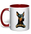 Чашка з кольоровою ручкою Doberman invincible Червоний фото