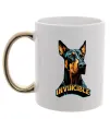 Чашка з кольоровою ручкою Doberman invincible Золото фото