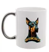 Чашка з кольоровою ручкою Doberman invincible Срібло фото
