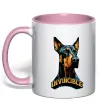 Чашка з кольоровою ручкою Doberman invincible Ніжно рожевий фото