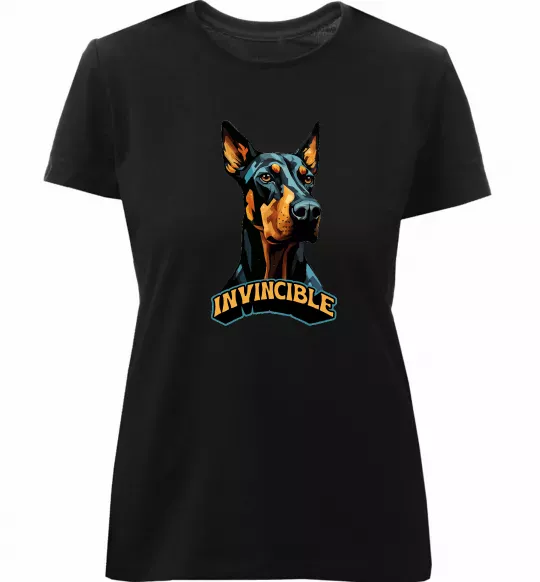 Женская премиум футболка Doberman invincible Черный фото