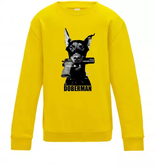 Детский Свитшот Doberman with gun Солнечно желтый фото
