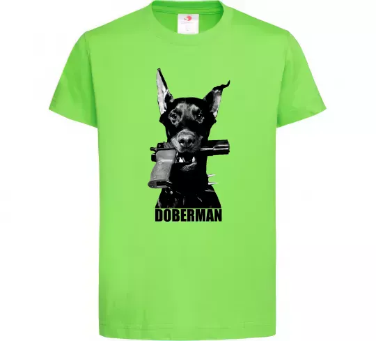 Дитяча футболка Doberman with gun Лаймовий фото