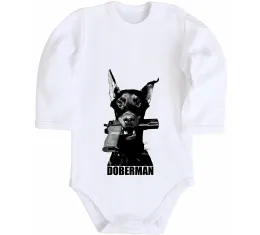 Дитячий бодік Doberman standing Білий фото