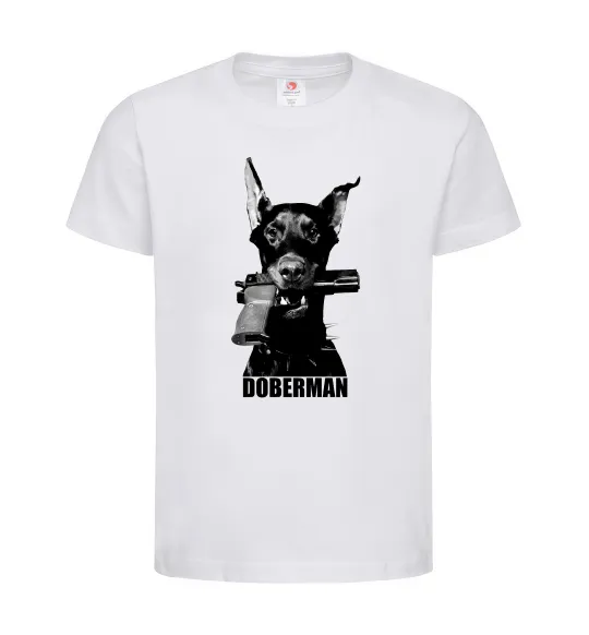 Дитяча футболка Doberman with gun Білий фото