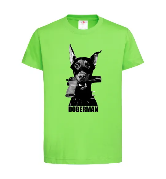Дитяча футболка Doberman with gun Лаймовий фото