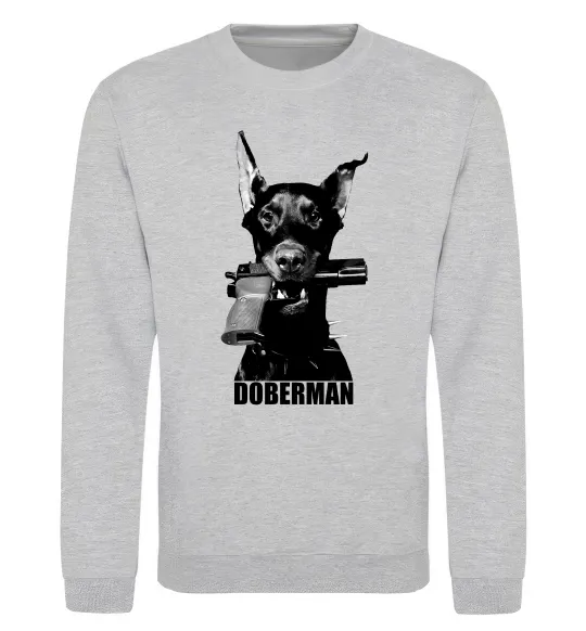 Свитшот Doberman with gun Серый меланж фото