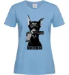 Жіноча футболка Doberman with gun Блакитний фото