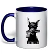 Чашка с цветной ручкой Doberman with gun Глубокий темно-синий фото