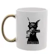 Чашка с цветной ручкой Doberman with gun Золото фото