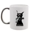 Чашка с цветной ручкой Doberman with gun Серебро фото